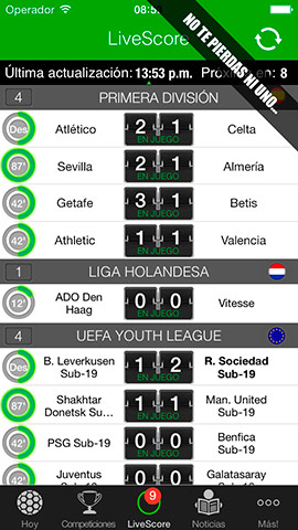 Resultados Fútbol en iPhone